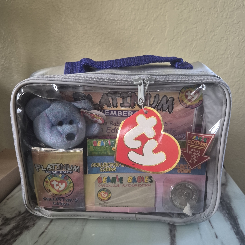 Ty Platinum Edition Beanie Babies Set with Blue Bear. Unopened.